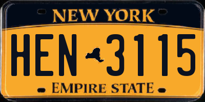 NY license plate HEN3115