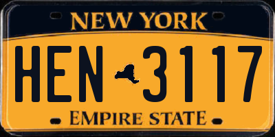 NY license plate HEN3117