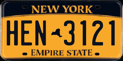 NY license plate HEN3121