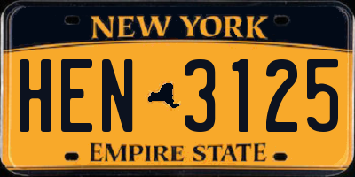 NY license plate HEN3125