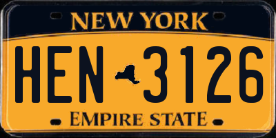 NY license plate HEN3126