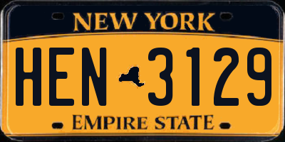 NY license plate HEN3129