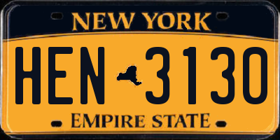 NY license plate HEN3130