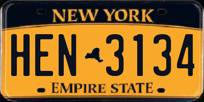 NY license plate HEN3134