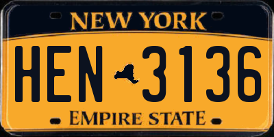 NY license plate HEN3136