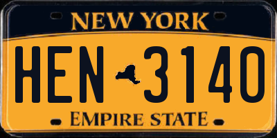 NY license plate HEN3140