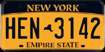 NY license plate HEN3142