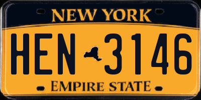 NY license plate HEN3146