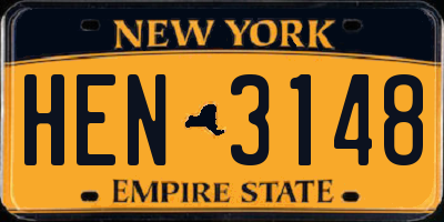 NY license plate HEN3148