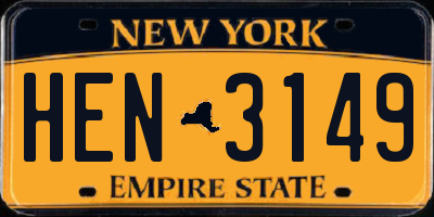NY license plate HEN3149
