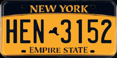 NY license plate HEN3152