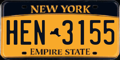 NY license plate HEN3155