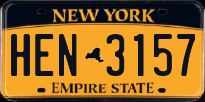 NY license plate HEN3157