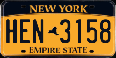 NY license plate HEN3158