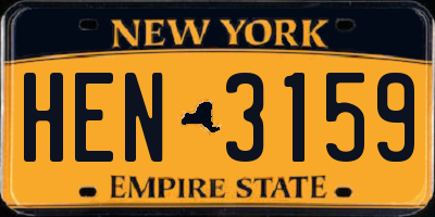 NY license plate HEN3159