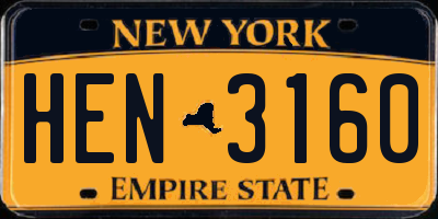 NY license plate HEN3160