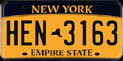 NY license plate HEN3163