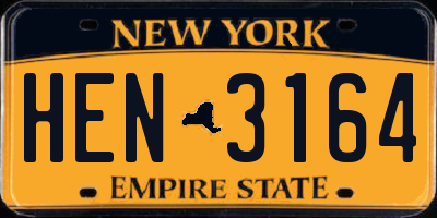 NY license plate HEN3164