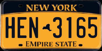 NY license plate HEN3165