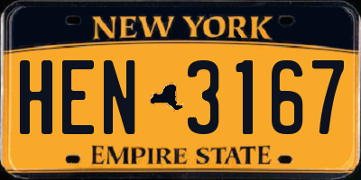 NY license plate HEN3167