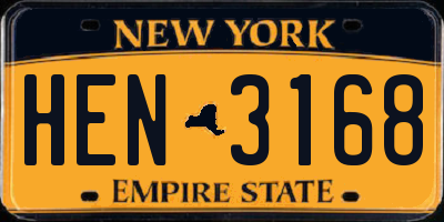 NY license plate HEN3168