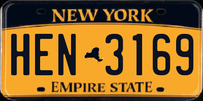 NY license plate HEN3169