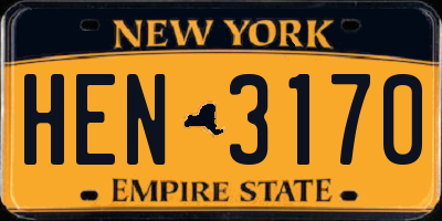 NY license plate HEN3170