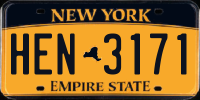 NY license plate HEN3171
