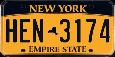 NY license plate HEN3174