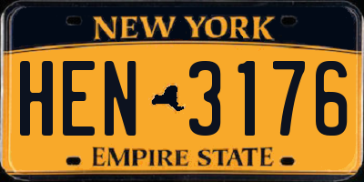 NY license plate HEN3176