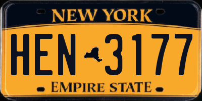 NY license plate HEN3177