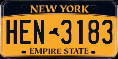 NY license plate HEN3183