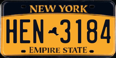 NY license plate HEN3184