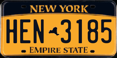 NY license plate HEN3185