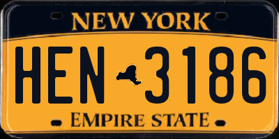 NY license plate HEN3186
