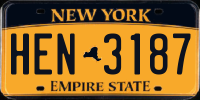 NY license plate HEN3187