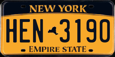 NY license plate HEN3190