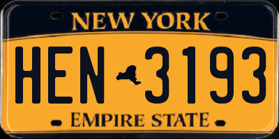 NY license plate HEN3193