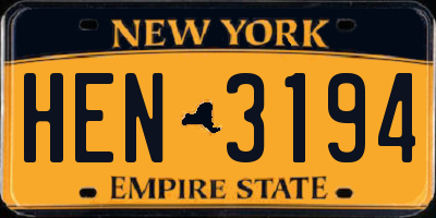NY license plate HEN3194