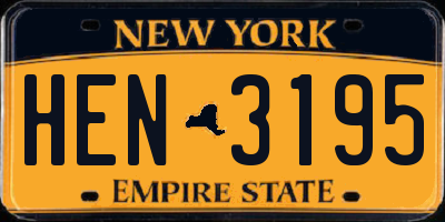 NY license plate HEN3195