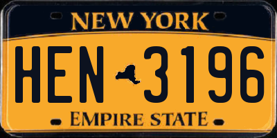 NY license plate HEN3196