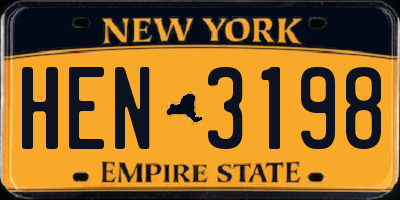 NY license plate HEN3198