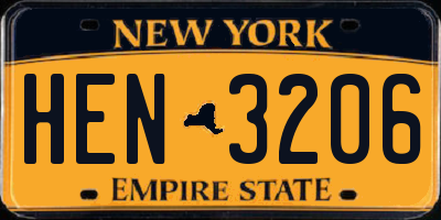 NY license plate HEN3206