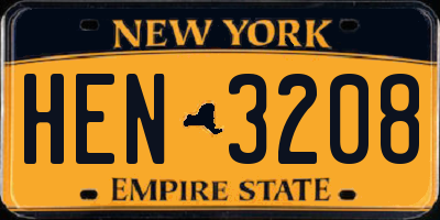 NY license plate HEN3208