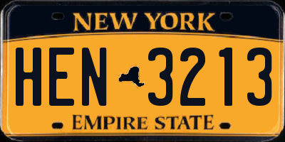 NY license plate HEN3213