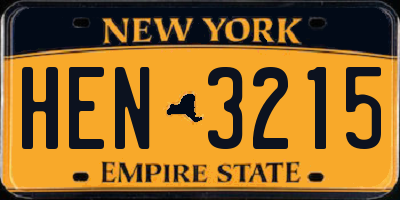 NY license plate HEN3215