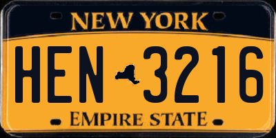 NY license plate HEN3216