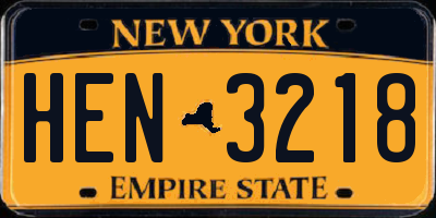 NY license plate HEN3218