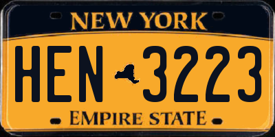 NY license plate HEN3223