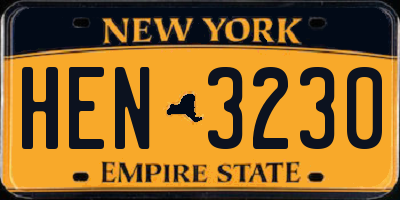 NY license plate HEN3230